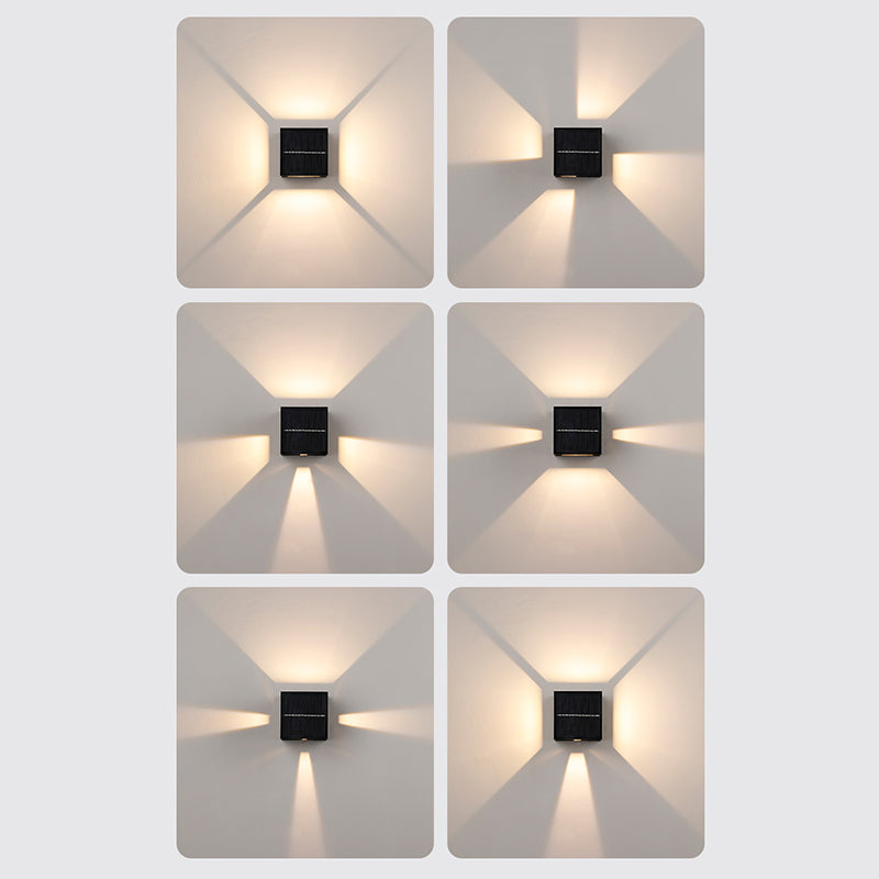 Applique Murale LED Cube en Aluminium ABS Étanche Solaire Minimaliste Moderne pour Patio Extérieur 