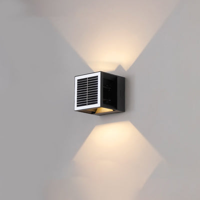 Applique Murale LED Cube en Aluminium ABS Étanche Solaire Minimaliste Moderne pour Patio Extérieur 
