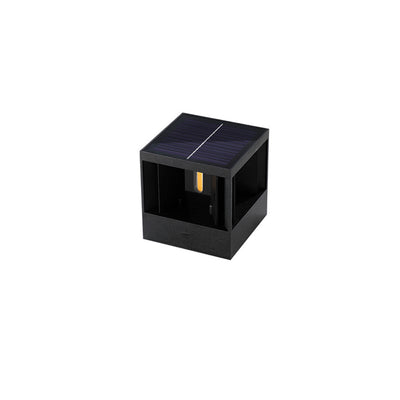 Applique Murale LED Cube en Aluminium ABS Étanche Solaire Minimaliste Moderne pour Patio Extérieur 