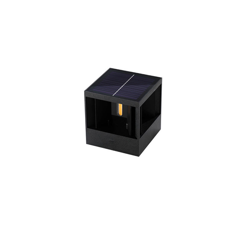 Applique Murale LED Cube en Aluminium ABS Étanche Solaire Minimaliste Moderne pour Patio Extérieur 