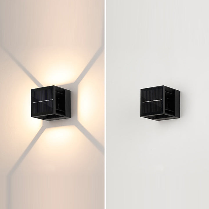 Lámpara Aplique de Pared LED Cubo de Aluminio ABS Impermeable Solar Minimalista Moderna para Patio Exterior 