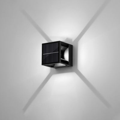 Applique Murale LED Cube en Aluminium ABS Étanche Solaire Minimaliste Moderne pour Patio Extérieur 