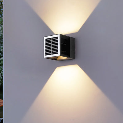 Applique Murale LED Cube en Aluminium ABS Étanche Solaire Minimaliste Moderne pour Patio Extérieur 
