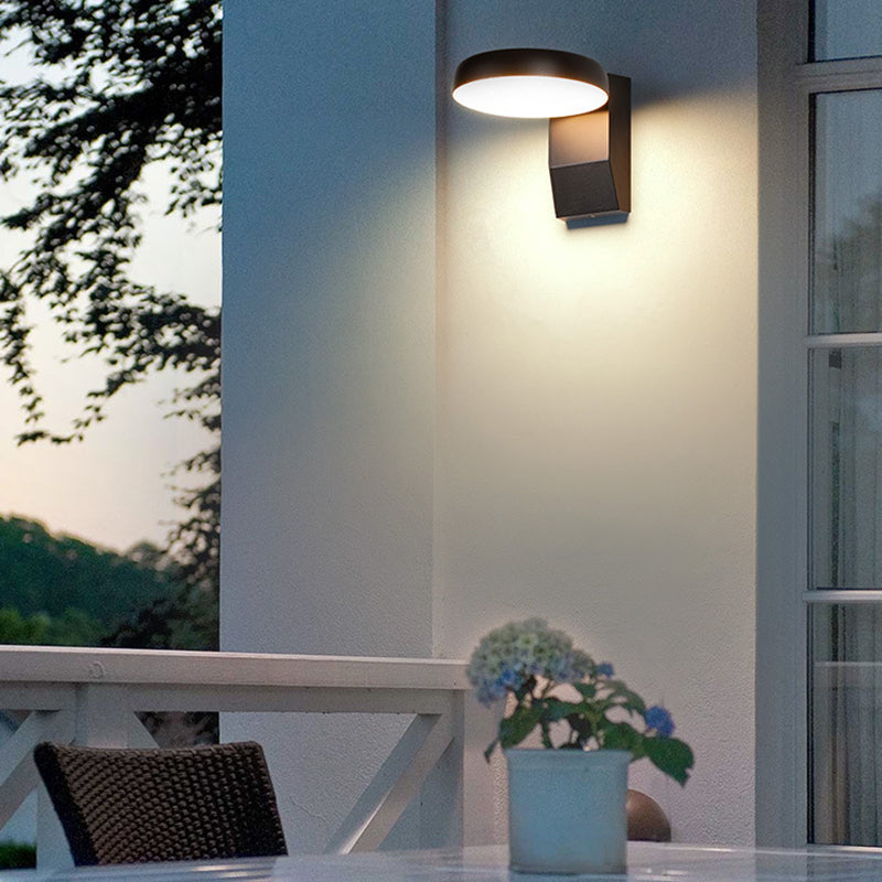 Moderne minimalistische wasserdichte Bewegungssensor drehbare Aluminium-PC quadratische runde LED-Wandleuchte für den Außenbereich 