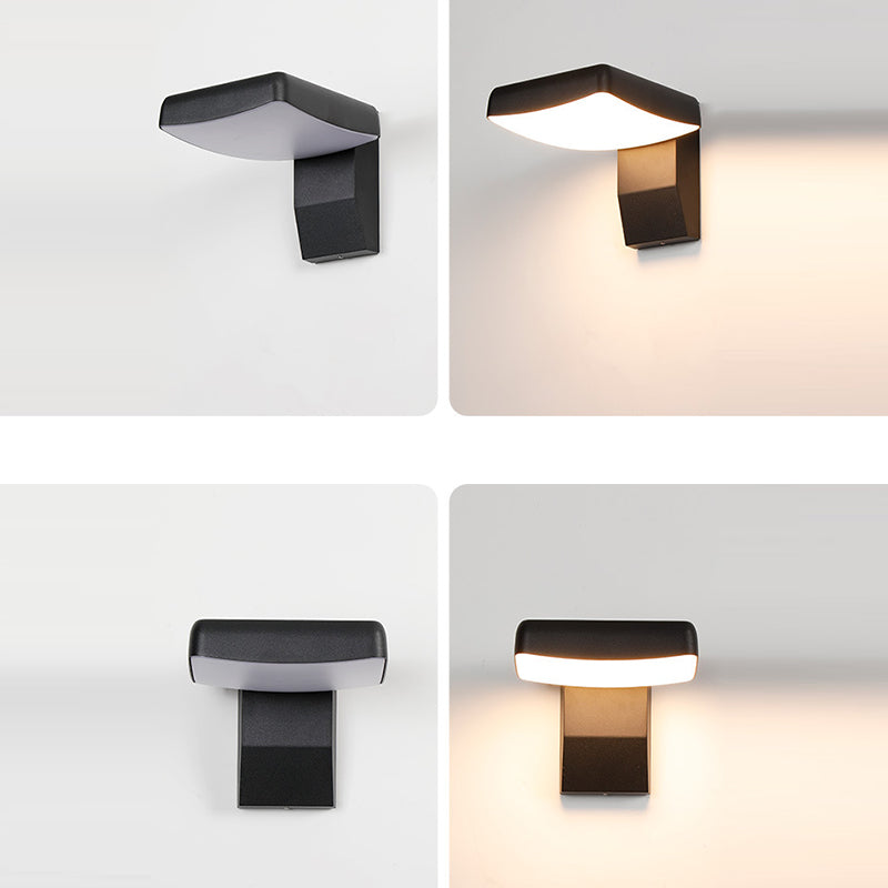 Moderne minimalistische wasserdichte Bewegungssensor drehbare Aluminium-PC quadratische runde LED-Wandleuchte für den Außenbereich 