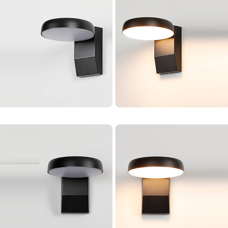 Moderne minimalistische wasserdichte Bewegungssensor drehbare Aluminium-PC quadratische runde LED-Wandleuchte für den Außenbereich 
