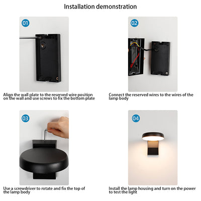 Moderne minimalistische wasserdichte Bewegungssensor drehbare Aluminium-PC quadratische runde LED-Wandleuchte für den Außenbereich 