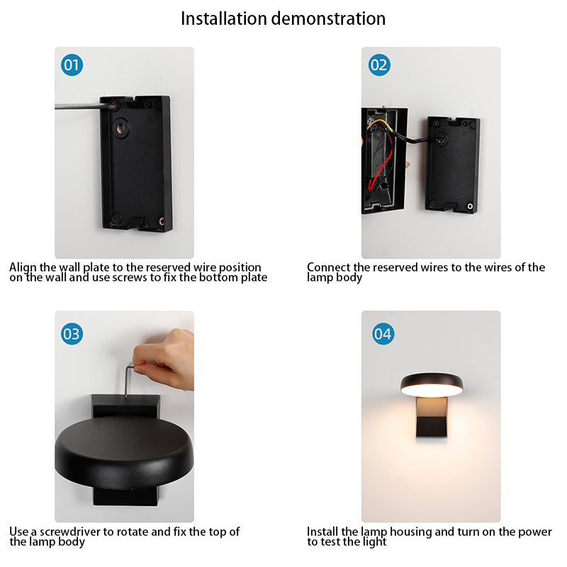 Moderne minimalistische wasserdichte Bewegungssensor drehbare Aluminium-PC quadratische runde LED-Wandleuchte für den Außenbereich 