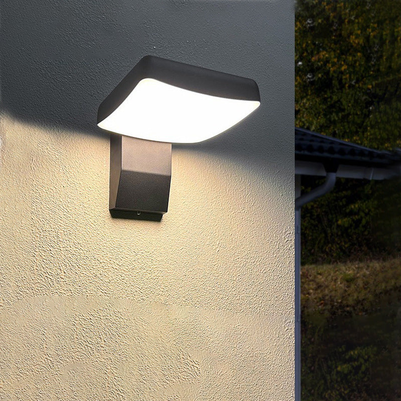 Moderne minimalistische wasserdichte Bewegungssensor drehbare Aluminium-PC quadratische runde LED-Wandleuchte für den Außenbereich 