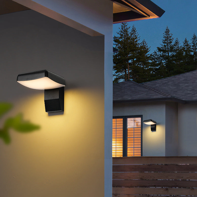 Moderne minimalistische wasserdichte Bewegungssensor drehbare Aluminium-PC quadratische runde LED-Wandleuchte für den Außenbereich 
