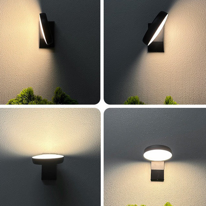 Moderne minimalistische wasserdichte Bewegungssensor drehbare Aluminium-PC quadratische runde LED-Wandleuchte für den Außenbereich 