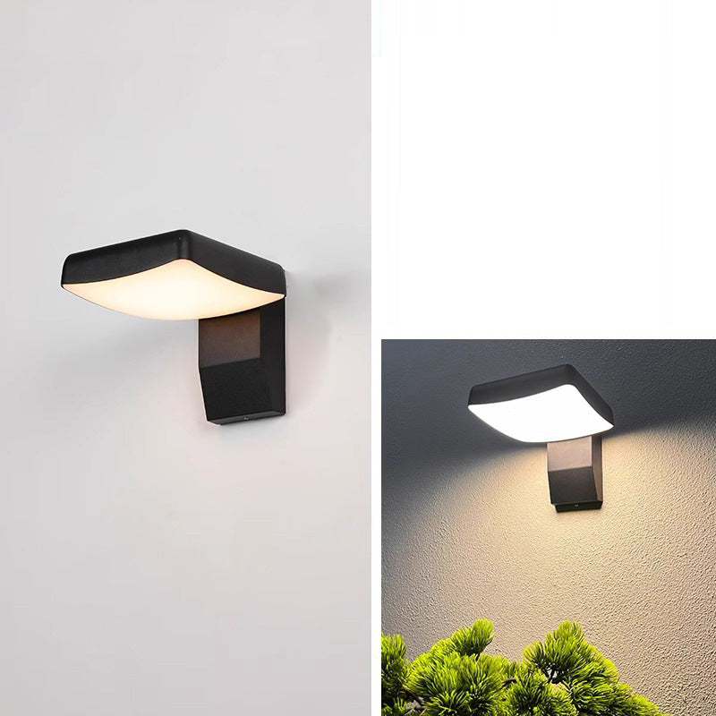 Moderne minimalistische wasserdichte Bewegungssensor drehbare Aluminium-PC quadratische runde LED-Wandleuchte für den Außenbereich 