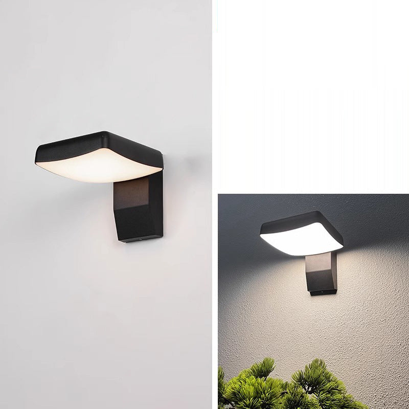 Moderne minimalistische wasserdichte Bewegungssensor drehbare Aluminium-PC quadratische runde LED-Wandleuchte für den Außenbereich 