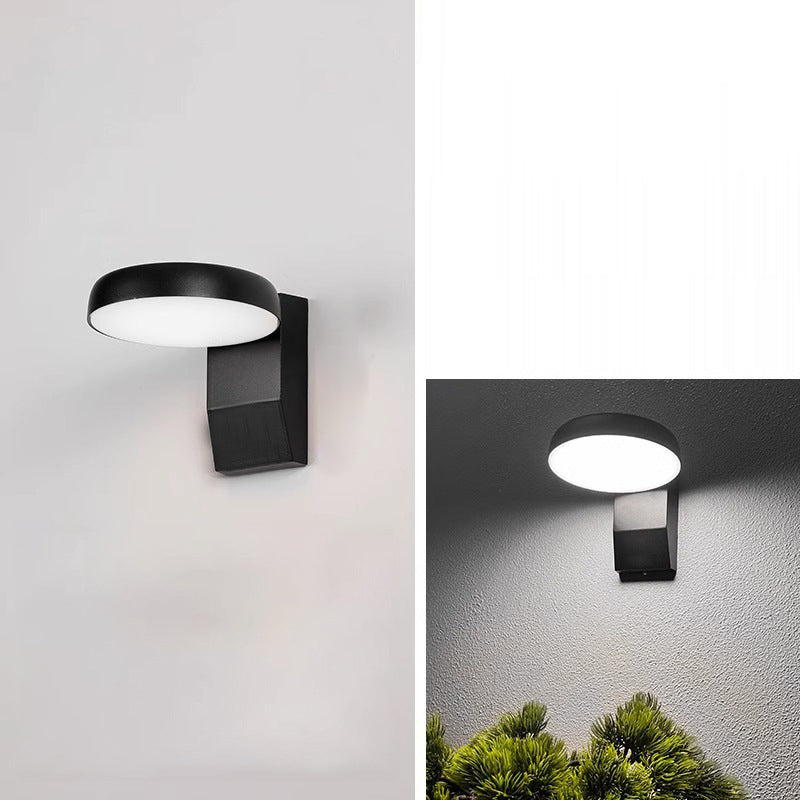 Moderne minimalistische wasserdichte Bewegungssensor drehbare Aluminium-PC quadratische runde LED-Wandleuchte für den Außenbereich 