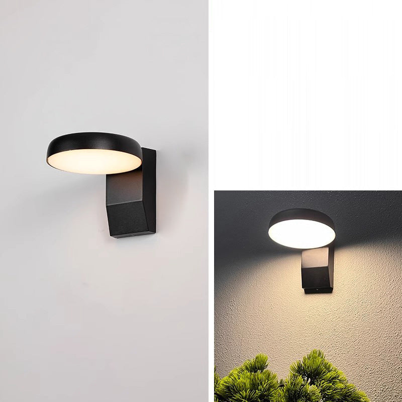 Moderne minimalistische wasserdichte Bewegungssensor drehbare Aluminium-PC quadratische runde LED-Wandleuchte für den Außenbereich 