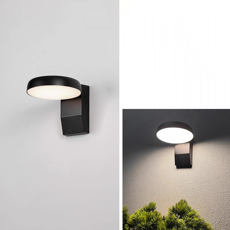 Moderne minimalistische wasserdichte Bewegungssensor drehbare Aluminium-PC quadratische runde LED-Wandleuchte für den Außenbereich 