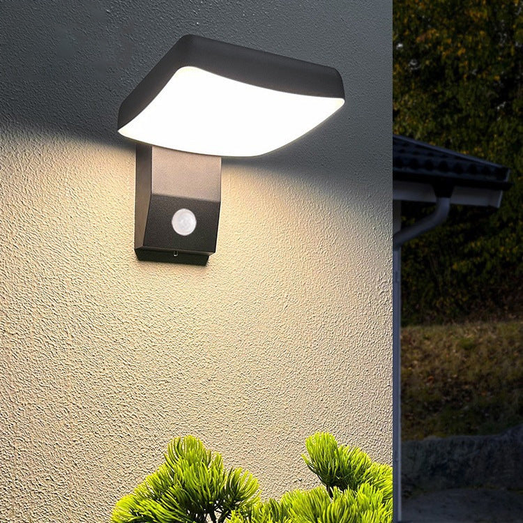 Moderne minimalistische wasserdichte Bewegungssensor drehbare Aluminium-PC quadratische runde LED-Wandleuchte für den Außenbereich 