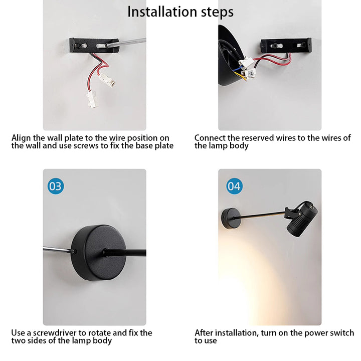 Applique Murale LED Moderne en Aluminium Imperméable Simplicité Moderne avec Cylindre Réglable et Longue Tige pour Patio Extérieur 