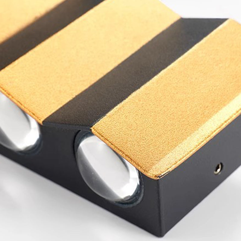 Lámpara de Aplique de Pared LED Impermeable de Aluminio Rectangular Doblada Hacia Arriba y Abajo de Simplicidad Moderna para Patio Exterior 