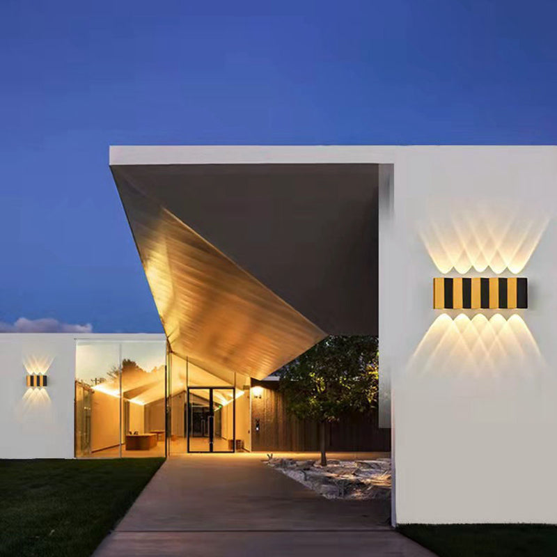 Lámpara de Aplique de Pared LED Impermeable de Aluminio Rectangular Doblada Hacia Arriba y Abajo de Simplicidad Moderna para Patio Exterior 