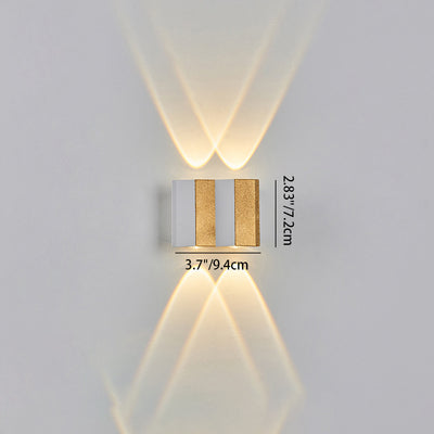 Lámpara de Aplique de Pared LED Impermeable de Aluminio Rectangular Doblada Hacia Arriba y Abajo de Simplicidad Moderna para Patio Exterior 