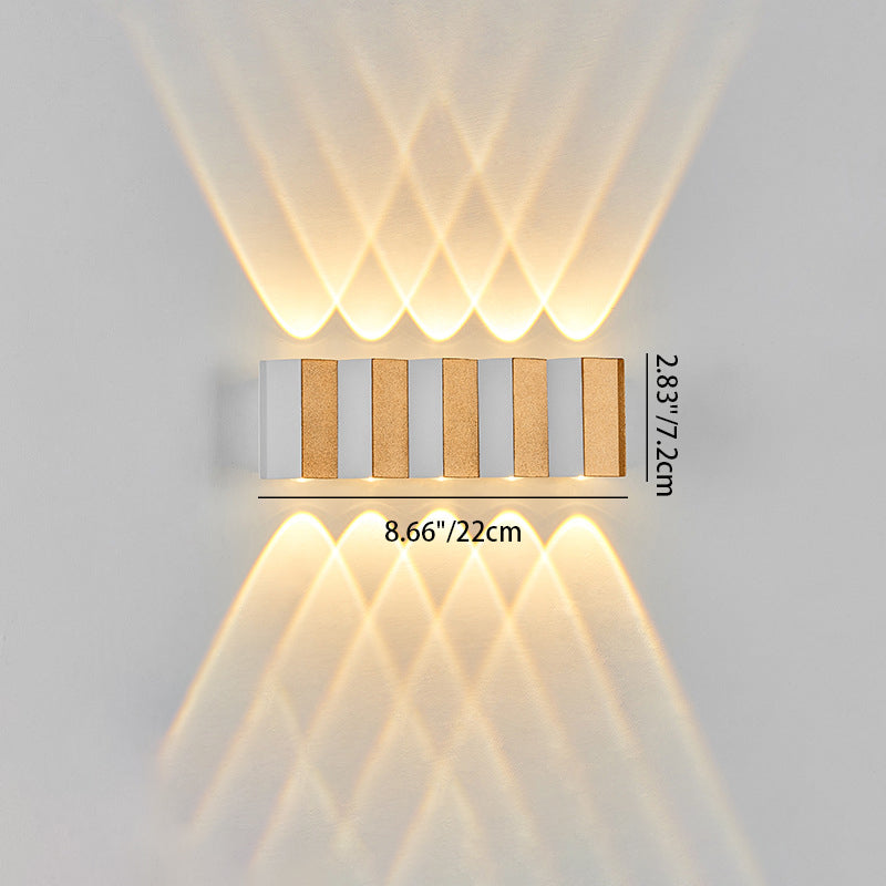 Lámpara de Aplique de Pared LED Impermeable de Aluminio Rectangular Doblada Hacia Arriba y Abajo de Simplicidad Moderna para Patio Exterior 
