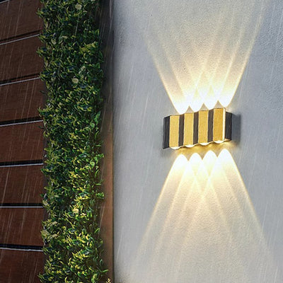 Lámpara de Aplique de Pared LED Impermeable de Aluminio Rectangular Doblada Hacia Arriba y Abajo de Simplicidad Moderna para Patio Exterior 
