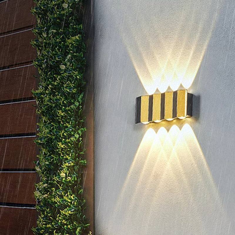 Lámpara de Aplique de Pared LED Impermeable de Aluminio Rectangular Doblada Hacia Arriba y Abajo de Simplicidad Moderna para Patio Exterior 