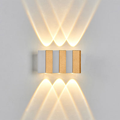 Lámpara de Aplique de Pared LED Impermeable de Aluminio Rectangular Doblada Hacia Arriba y Abajo de Simplicidad Moderna para Patio Exterior 