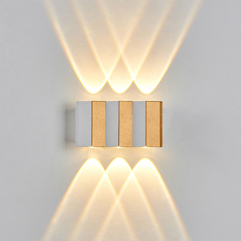 Lámpara de Aplique de Pared LED Impermeable de Aluminio Rectangular Doblada Hacia Arriba y Abajo de Simplicidad Moderna para Patio Exterior 