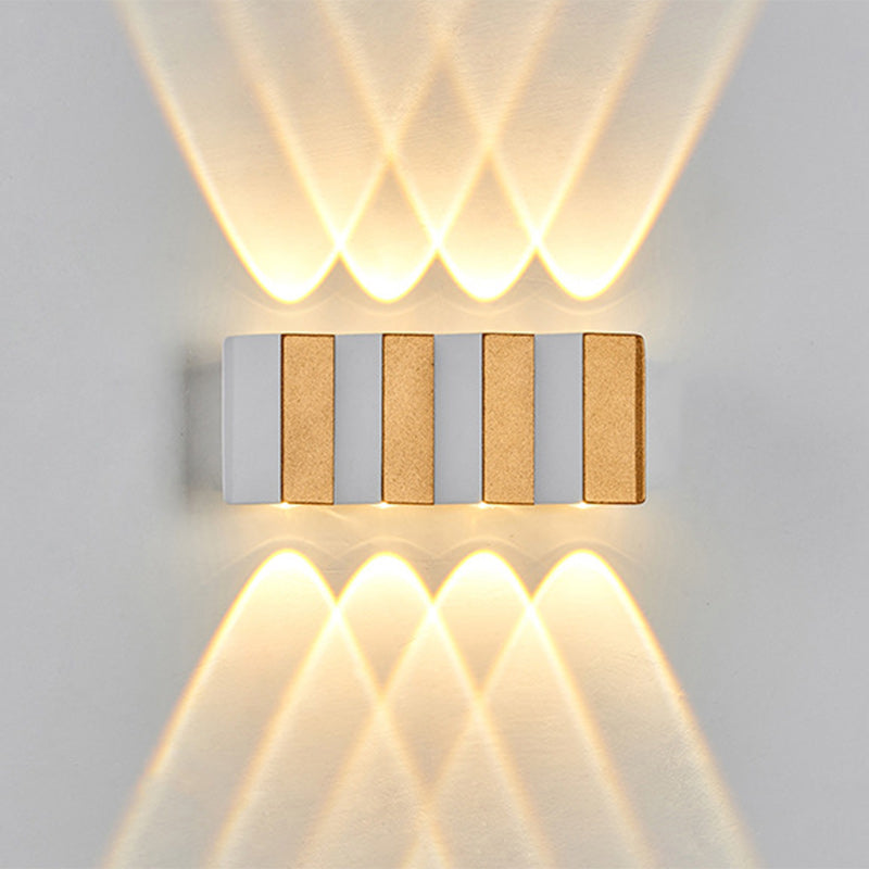 Lámpara de Aplique de Pared LED Impermeable de Aluminio Rectangular Doblada Hacia Arriba y Abajo de Simplicidad Moderna para Patio Exterior 