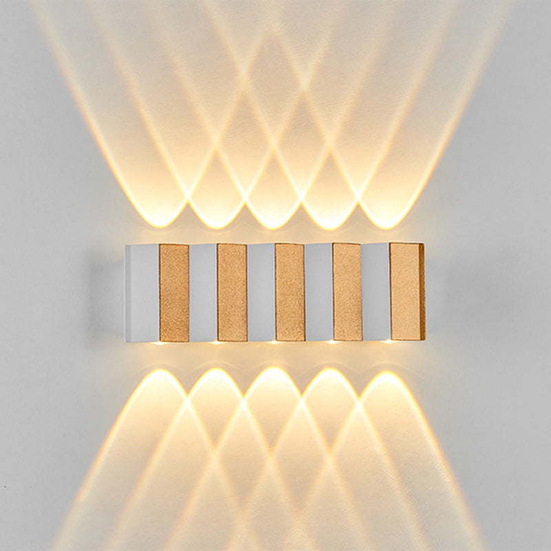 Lámpara de Aplique de Pared LED Impermeable de Aluminio Rectangular Doblada Hacia Arriba y Abajo de Simplicidad Moderna para Patio Exterior 