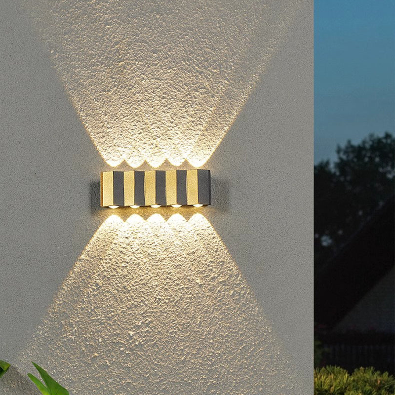 Lámpara de Aplique de Pared LED Impermeable de Aluminio Rectangular Doblada Hacia Arriba y Abajo de Simplicidad Moderna para Patio Exterior 