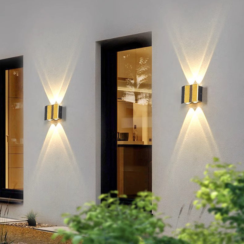 Lámpara de Aplique de Pared LED Impermeable de Aluminio Rectangular Doblada Hacia Arriba y Abajo de Simplicidad Moderna para Patio Exterior 