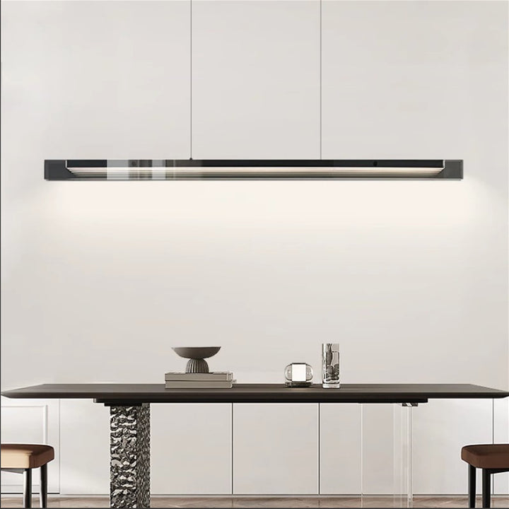 الثريات الحديثة المستطيلة من الزجاج الأكريليك النحاسي LED لإضاءة جزيرة غرفة الطعام 