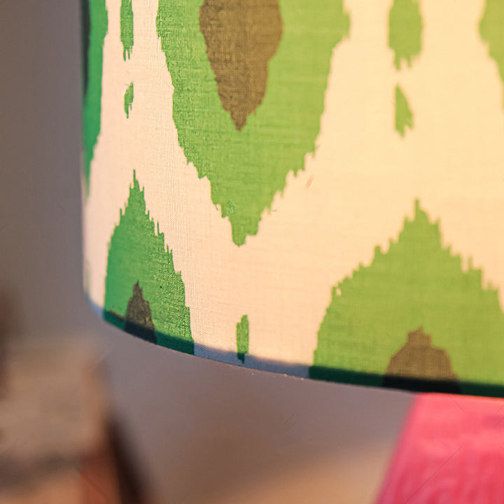 Lampe de table 1 lumière avec motif géométrique en tissu céramique vintage traditionnel pour chambre 