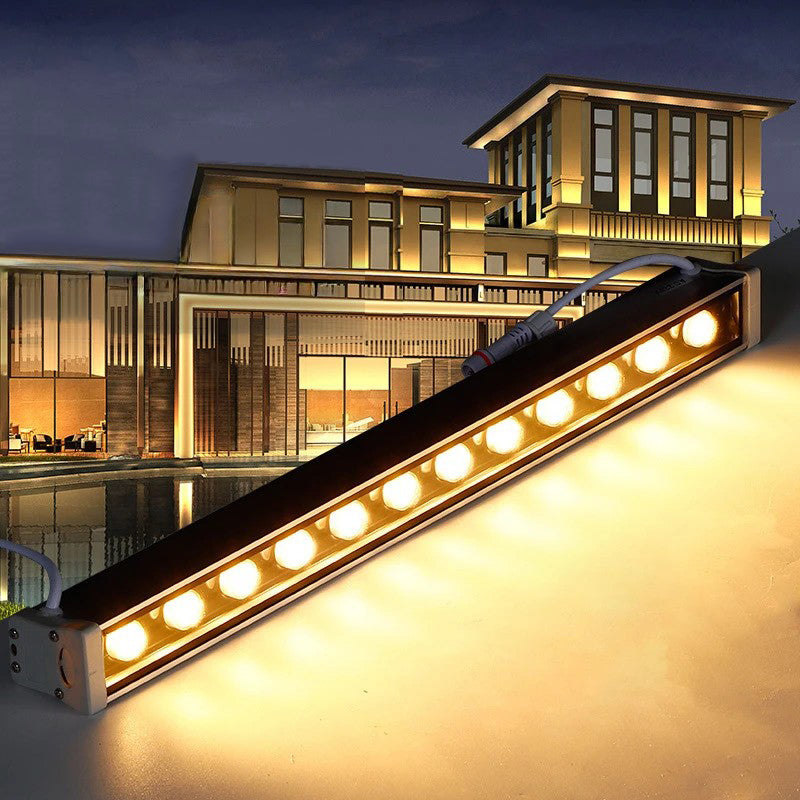 مصباح حائط LED مستطيل بشريط زجاجي معزز بالألمنيوم مقاوم للماء بتصميم بسيط حديث للاستخدام في الفناء الخارجي 