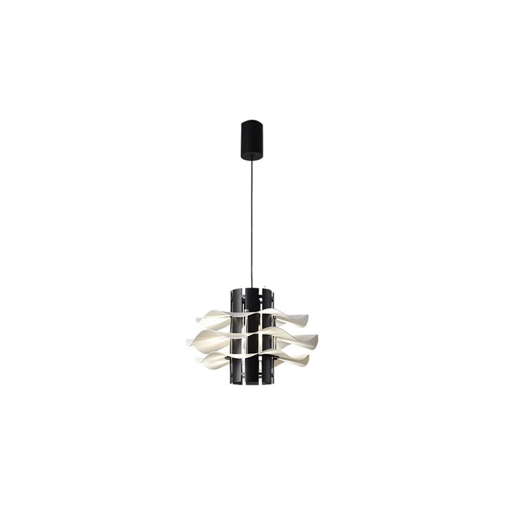 Cylindre amovible en fer et aluminium nordique contemporain avec jupe plissée 1/2/3 lumière suspension pour salle à manger 
