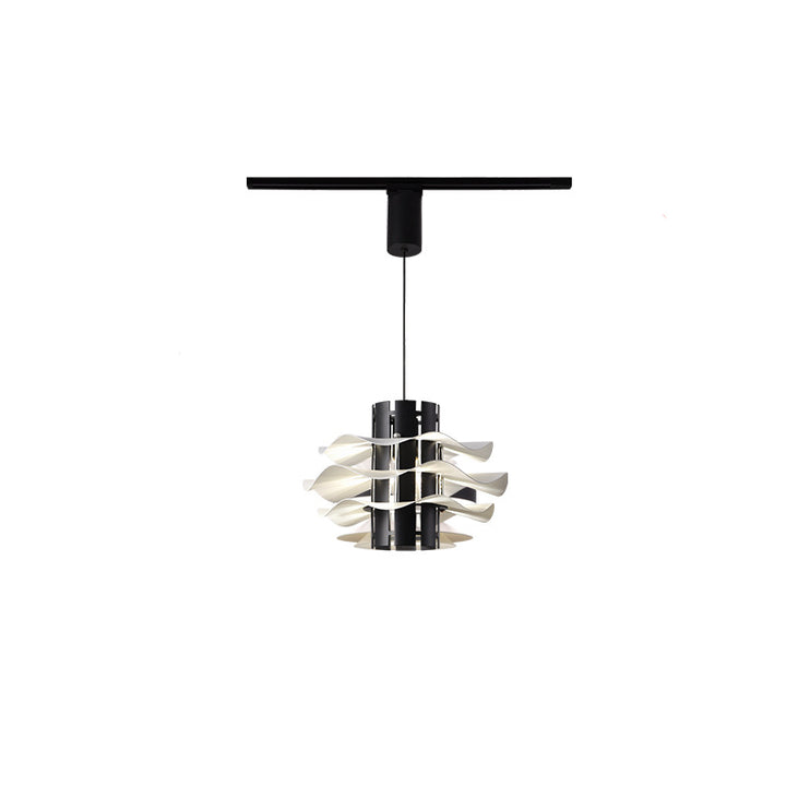 Cylindre amovible en fer et aluminium nordique contemporain avec jupe plissée 1/2/3 lumière suspension pour salle à manger 