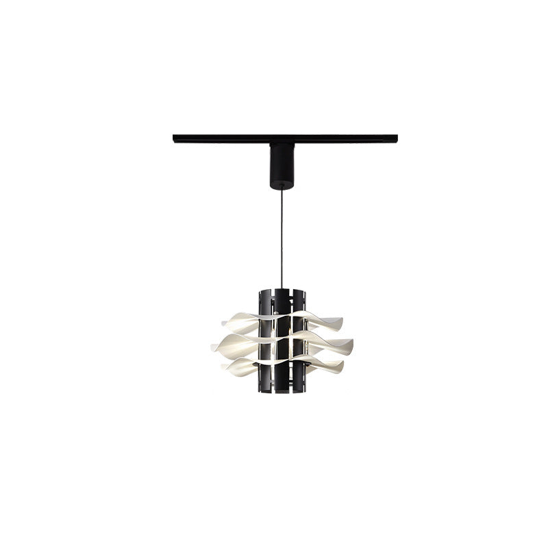 Cylindre amovible en fer et aluminium nordique contemporain avec jupe plissée 1/2/3 lumière suspension pour salle à manger 