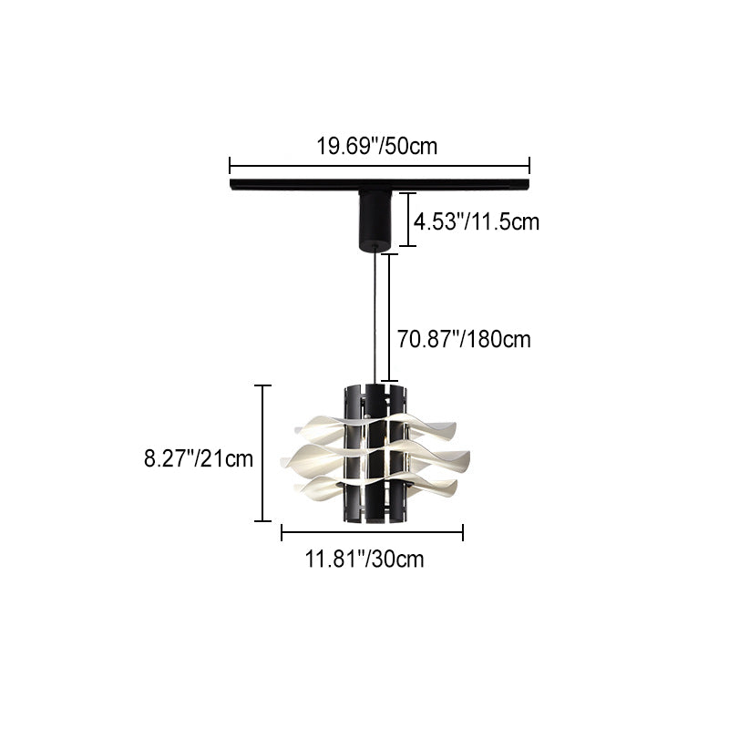 Cylindre amovible en fer et aluminium nordique contemporain avec jupe plissée 1/2/3 lumière suspension pour salle à manger 