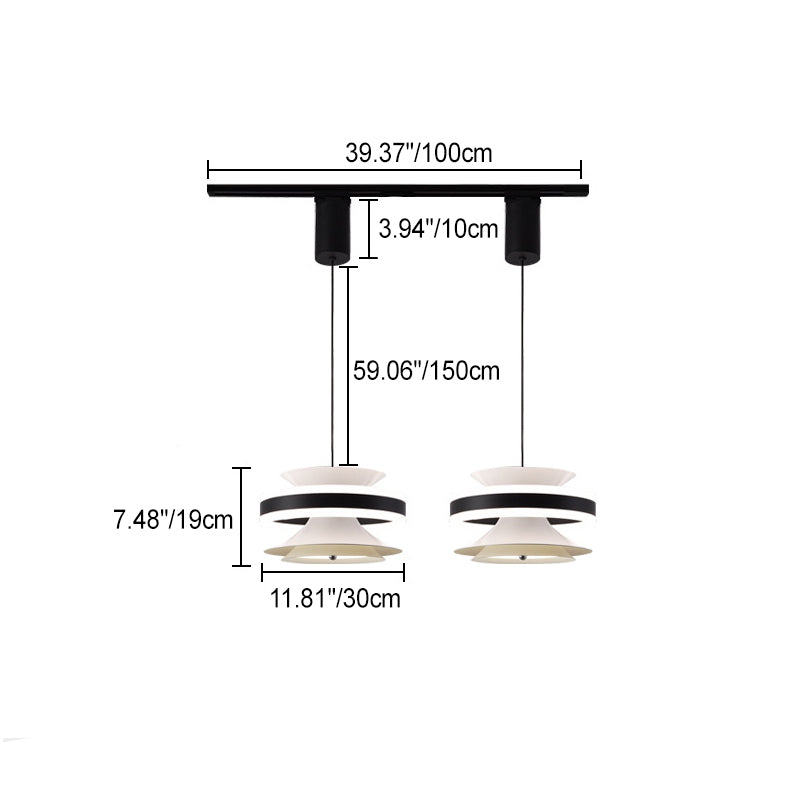 Lámpara colgante LED de giroscopio toroidal móvil de aluminio acrílico nórdico contemporáneo para comedor 