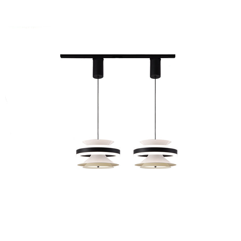 Lámpara colgante LED de giroscopio toroidal móvil de aluminio acrílico nórdico contemporáneo para comedor 