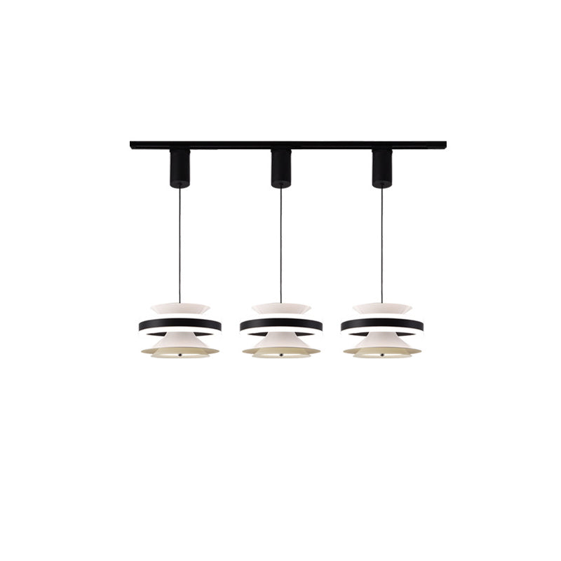 Lámpara colgante LED de giroscopio toroidal móvil de aluminio acrílico nórdico contemporáneo para comedor 
