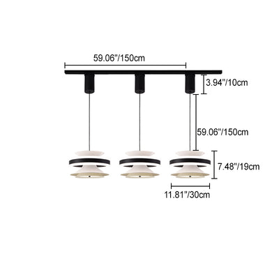 Lámpara colgante LED de giroscopio toroidal móvil de aluminio acrílico nórdico contemporáneo para comedor 