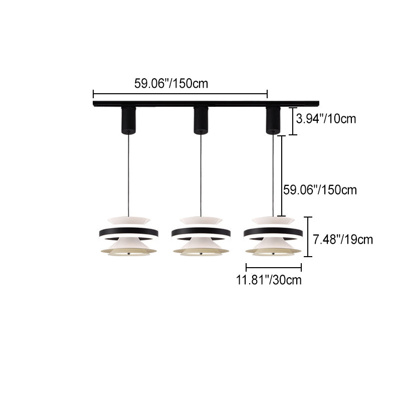 Lámpara colgante LED de giroscopio toroidal móvil de aluminio acrílico nórdico contemporáneo para comedor 