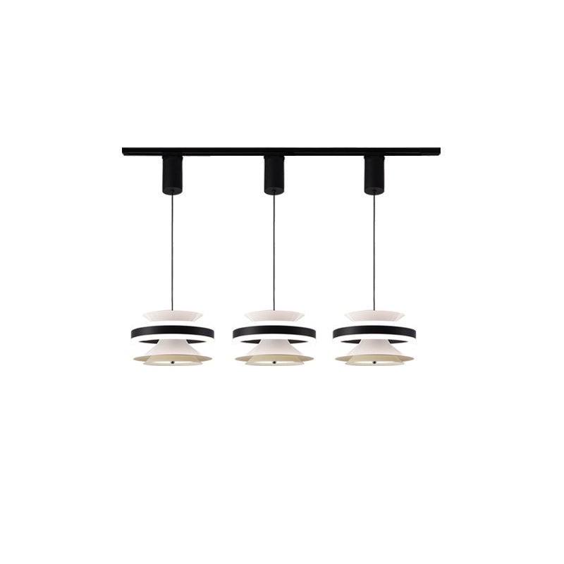 Lámpara colgante LED de giroscopio toroidal móvil de aluminio acrílico nórdico contemporáneo para comedor 