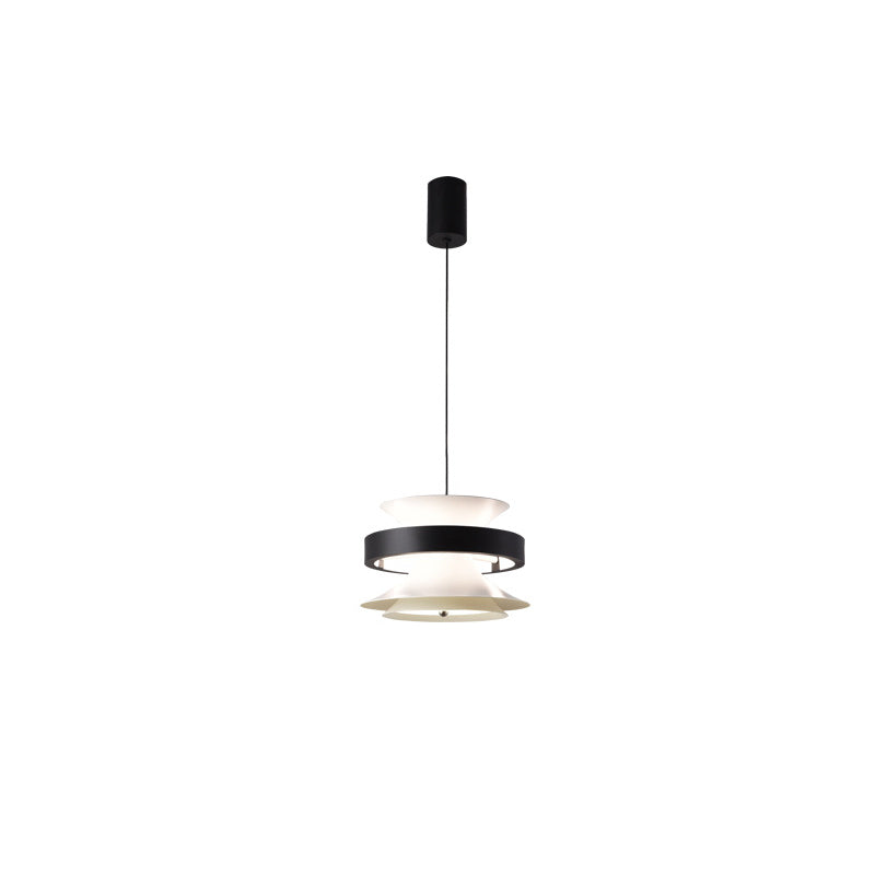 Lámpara colgante LED de giroscopio toroidal móvil de aluminio acrílico nórdico contemporáneo para comedor 