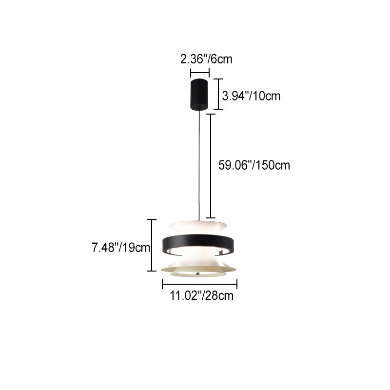 Lámpara colgante LED de giroscopio toroidal móvil de aluminio acrílico nórdico contemporáneo para comedor 