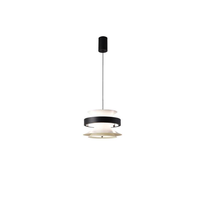 Lámpara colgante LED de giroscopio toroidal móvil de aluminio acrílico nórdico contemporáneo para comedor 
